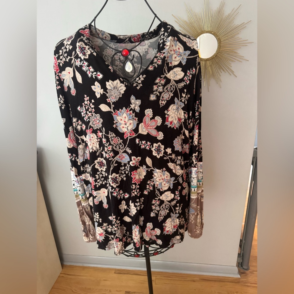 Belle by Kim Gravel Black Floral Blouse